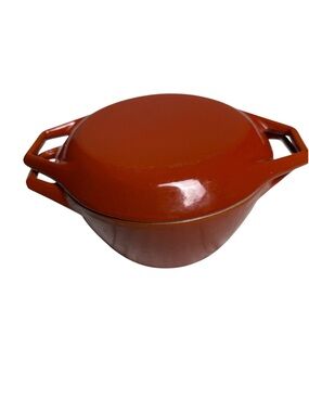 Red Orange Dutch Oven D2 Quart Pot Denmark Copco Cast Iron Enameled Casserole